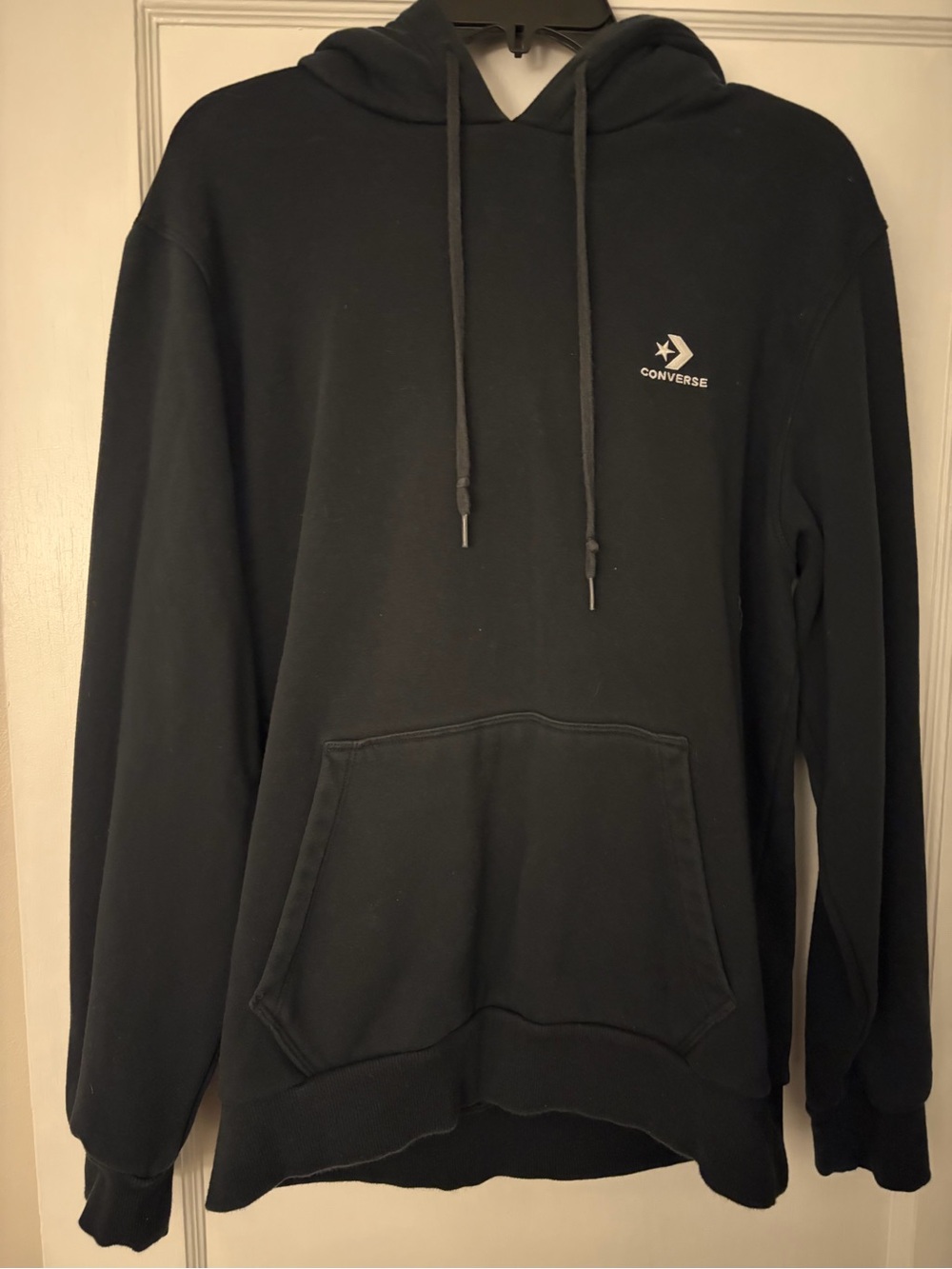Converse Black Hooded Pullover with Small White Chest Logo